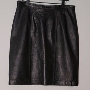 Vintage Black Evan Davies Leather Skirt Size 16